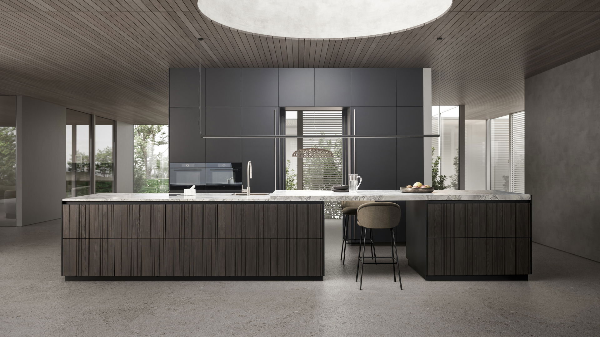LEICHT Kuechen LEICHT Bahia Designkueche Holz dunkel elegant