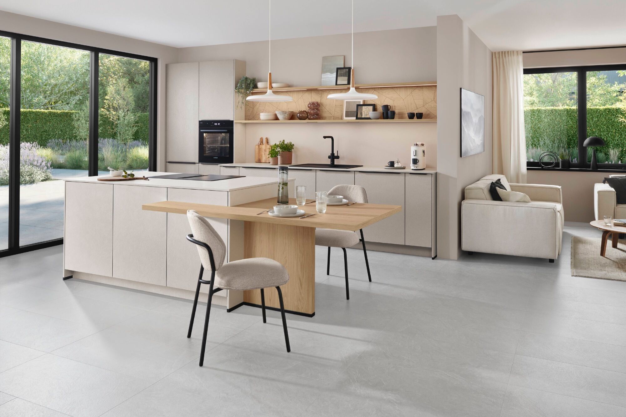 Kuechentresen Nobilia Look Designküche Sand strukturiert