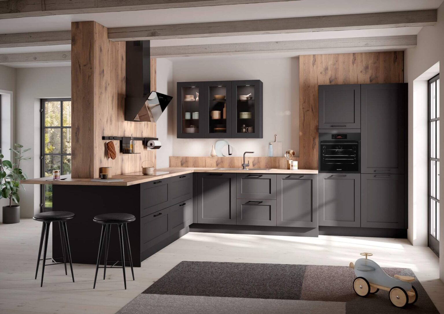 Haecker Roma Landhauskueche Schwarz L-Form