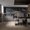 Häcker Designküche mit Halbinsel Grau
